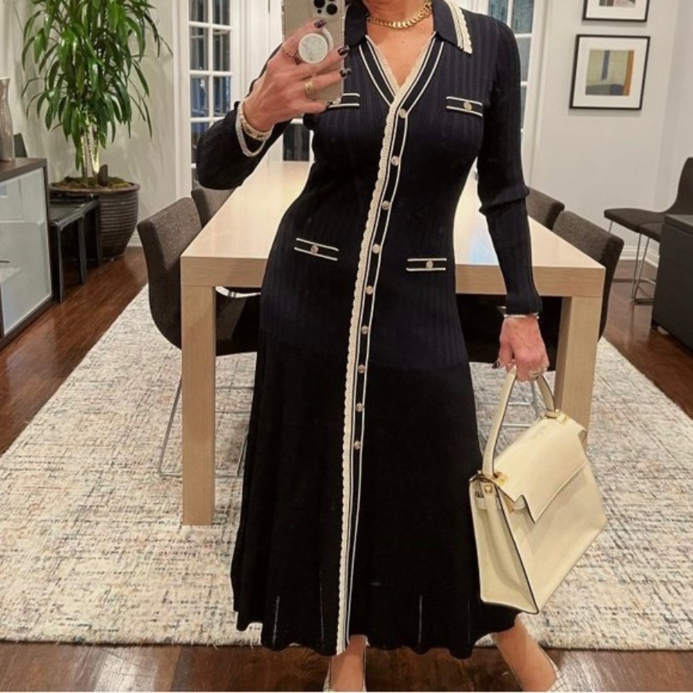 Sandro long sleeve knitted dress